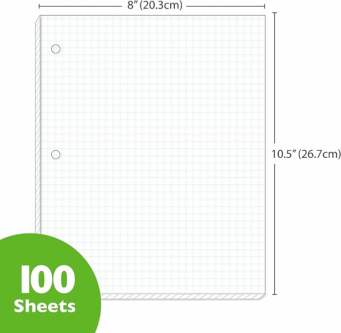 BAZIC 100 Ct. 4-1" Quad-Ruled Filler Paper