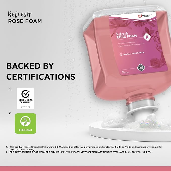 SC Johnson Professional Refresh Rose FOAM, Foam Hand Wash, Foaming Hand Soap, 1 Liter Cartridge, 2 Count, for Professional Use Only