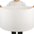 OIAHOMY 90L Extra Large Blanket Basket - Decorative Cotton Rope Storage Basket for Bedroom, Living Room & Nursery - Woven Laundry Hamper for Organizing Blankets, Clothes & Toys - White
