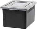 IRIS USA 35 Qt. Letter/Legal File Box with Latching Lid, Black | Protect important documents, letter and legal files with secure storage for home offices, moving, and long-term organization