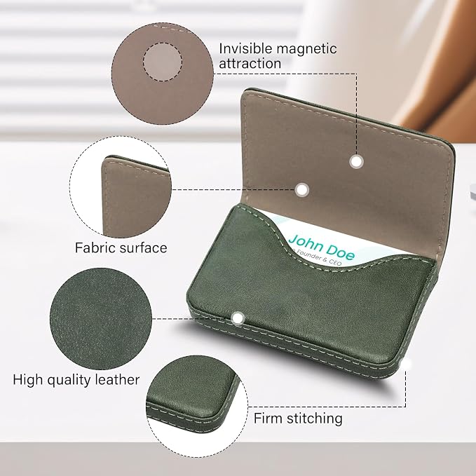 RFID Blocking Wallet - Minimalist Leather Business Credit Card Holder (12-Green)