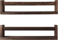 JORIKCHUO Nursery Book Shelves, Set of 2 Wood Floating Book Shelves for Kids Room, Kitchen Spice Rack, or Rustic Wall Mounted Shelves for Farmhouse Bathroom Décor (Carbon Brown)