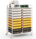 DREAMADE Rolling Cart With Storage Drawers, Utility Cart With Removable Plastic Drawers, Lockable Wheels for Classroom Organization, Art Supplies, Office, Scrapbook (20 Drawers, Yellow)
