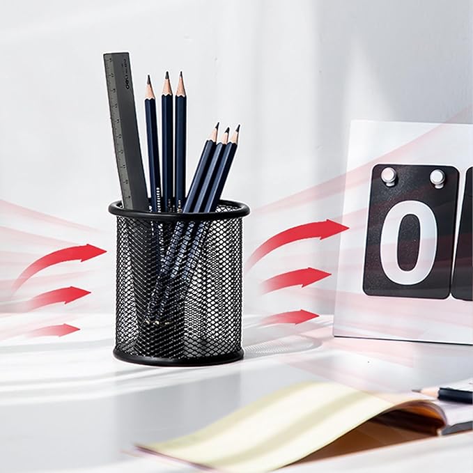 Pen Holder Pencil Organizer Mesh Cup Marker Tape Clip Scissors Container for Office Desk School Student and Teacher