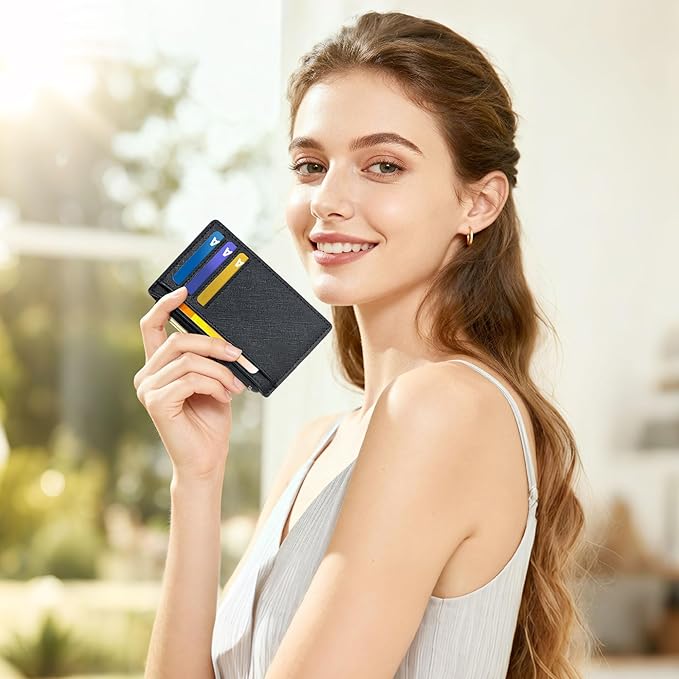 Tipmile Mens RFID Wallet, Small Slim Business Credit Card Holder, Mens Gift | Mini Tiny Cute ID Case, Minimalist Zipper Pocket Wallet, Thin Coin Purse, Mothers Gift