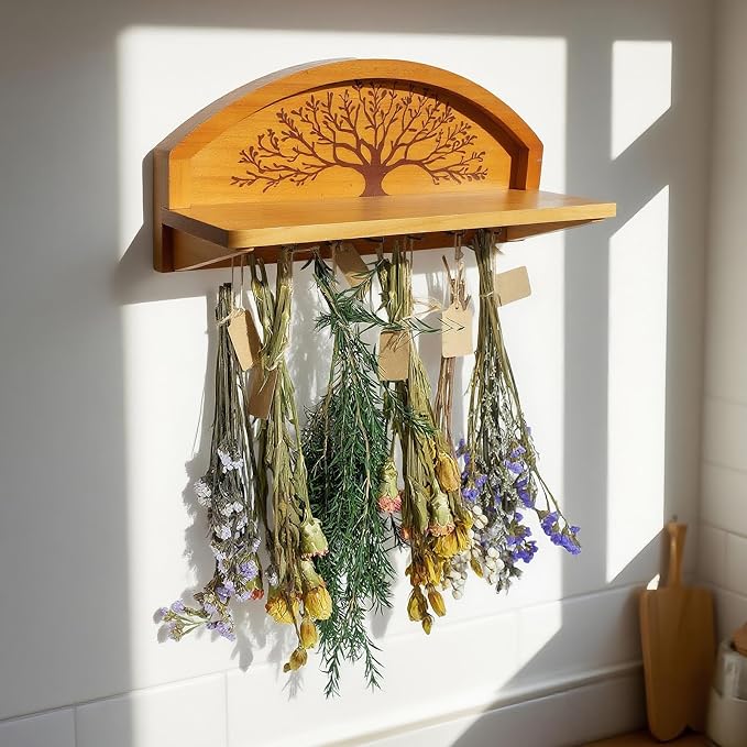 Tnstbiee Tree of Life Herb Drying Rack -7 Bouquet Capacity,Space-Saving Hanging Design for Kitchens-Multifunctional Floral Display for Herb Lovers,Gardeners Decorative Plant Hanger for Home Herbalists