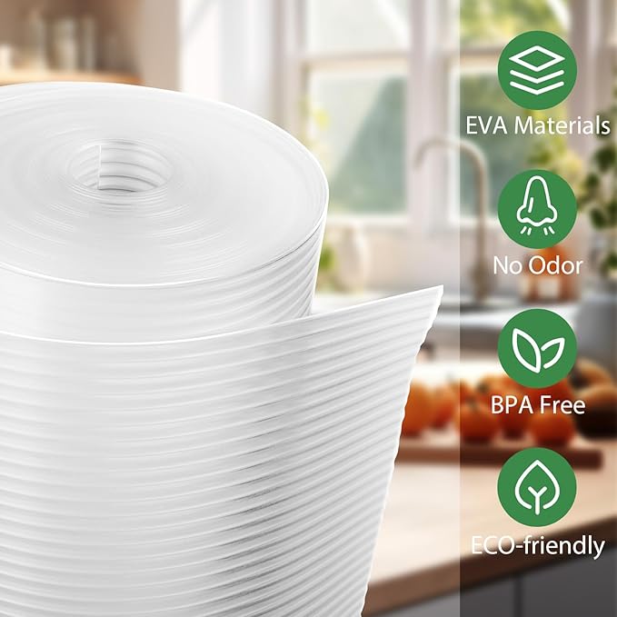 Anoak Shelf Liner Cabinet Liner, Non Adhesive Drawer Liner, Washable 12 Inch x 30 FT(360 Inch) Waterproof Durable Non-Slip Shelf Liner for Kitchen, Drawer, Refrigerator Stripe Clear