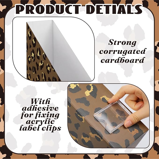 AmazingSpark Leopard Print Magazine File Holder Decorative Set of 4