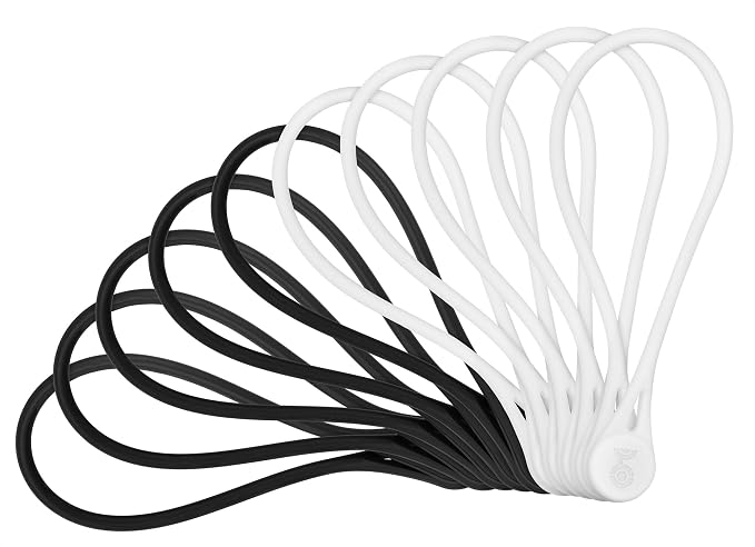 Cable Matters 10-Pack Ultra Strong Silicone Magnetic Cable Ties | Black and White, Magnetic Cord Ties, ZipTies, Cord Organizer