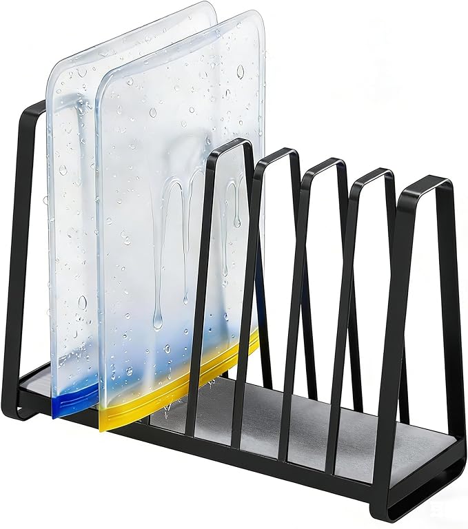 YIGII - Reusable Bag Drying Rack, Plastic Bag Holder Dryer for Ziplock, Kitchen Drying Rack for Sandwich Bags, Food Silicone Bags Holder, Built in Quickly Dry Stone