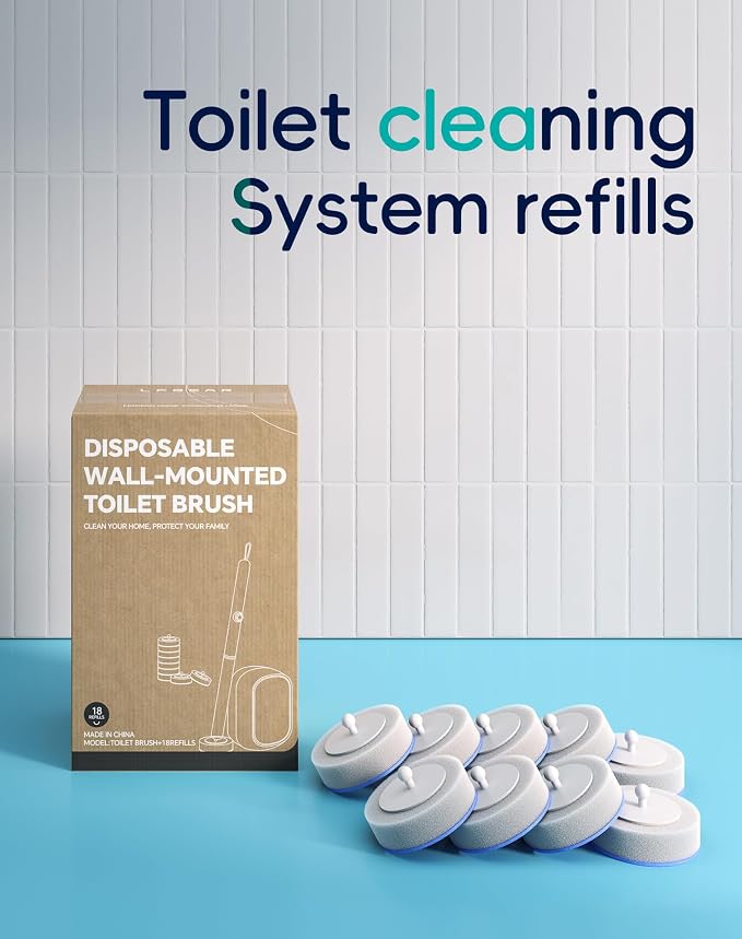 Disposable Toilet Cleaning System - Toilet Brush Kit with 36 High-Performance Refills, Wall Mounted Toilet Brush and Holder for Deep Cleaning Bathroom (Toilet Brush+36 Refills)