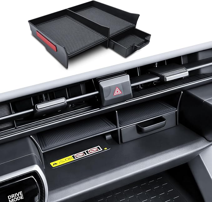 EDBETOS Center Console Organizer for 2026 Toyota RAV4 Accessories w/Drawer | for 2026 RAV4 Under Screen Storage Tray Divider 4 Compartment Console Organizer for Wireless Charging Area, ABS Insert