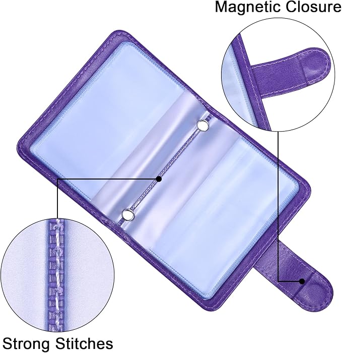 Wisdompro Slim PU Leather Credit Card Holder, Vertical Purple | RFID Blocking Wallet Debit Card Protector, Organizer Case, Card Case, 20 Card & 7 Memory Card Slots, with Magnetic Closure