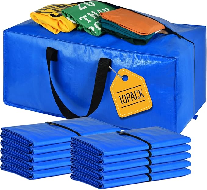Moving Bags, Large Storage Bags Alternative to Moving Boxes, Moving Supplies for Packing, 10 Packs