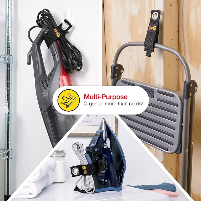 Heavy-Duty Wrap-It Storage Straps - 10" (6-Pack) Silver - Garage Organizer and Electric Cord Holder for Garage Essentials