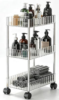 Sooyee Slim Clear 3-Tier Plastic Rolling Utility Cart with Wheels | Multi-Functional Storage Trolley, For Office, Living Room, Kitchen, Movable Storage Organizer
