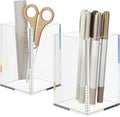NIUBEE Acrylic Pen Holder 2 Pack,Clear Desktop Pencil Cup Stationery Organizer for Office Desk Accessory