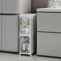 Narrow Slim Bathroom Storage Cabinet with Wheels, 2-Tier White | Tool Free Assembly, Adjustable Shelves, Fits for Narrow Spaces, Reinforced Stability, Magnetic Clear Door