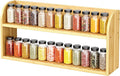 ROMGUAR CRAFT 2 Tier Long Bamboo Spice Rack, Countertop or Wall Mounting Wood Spice Jars Organizer Shelf for Kitche, Pantry (Natural)