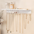 niffgaff Wall-Mounted Jewelry Organizer with Hooks and Shelf - Necklace Hanger Holder for Hanging Storage, Multi-Functional Wall Decor | White