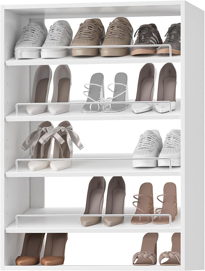 25.5" Wide Shoe Shelf Tower Modular Closet System, Shoe Storage Closet Tower with Shelves, White