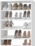 25.5" Wide Shoe Shelf Tower Modular Closet System, Shoe Storage Closet Tower with Shelves, White