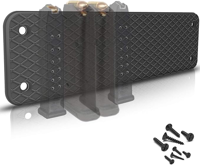 Magnetic Ammunition Holder, Gun Magnet Double Sided,Gun Magazine Storage/Organizer in Shelf, Cabinet, Locker, Vault, Desk,Door, Ammo Gun Safe Accessories Mount for Pistol, Handgun Mags&Clips