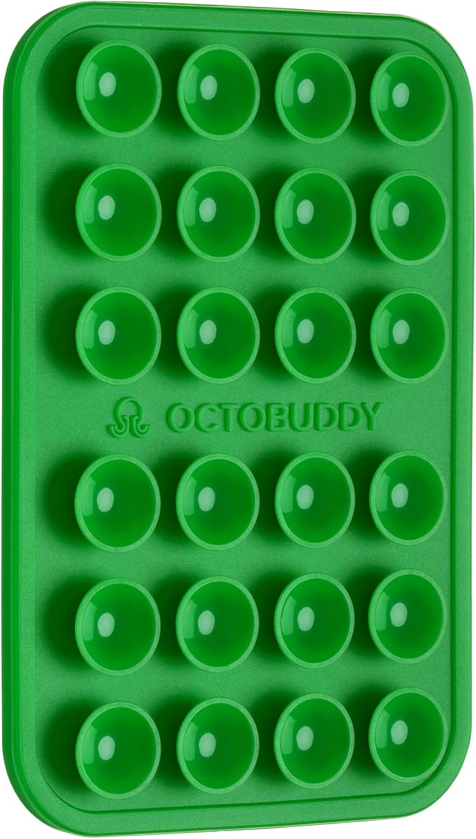 OCTOBUDDY Classic - Silicone Suction Phone Case Adhesive Mount - Hands-Free, Strong Grip Holder for Selfies & Videos - iPhone & Android Compatible - 2.25″ x 3.25″, Spade Green