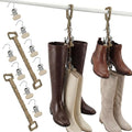 WVX Boot Hangers for Closet (2 Pack) - Vertical Boot Storage Organizer with 8 Non-Marking Clips for Hanging - Adjustable Strap Holder for Tall Boots, Over The Knee & Riding Boots