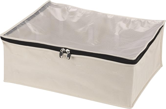 Household Essentials 3364-1 Cotton Canvas Blanket Storage Bags | Natural, Off-White