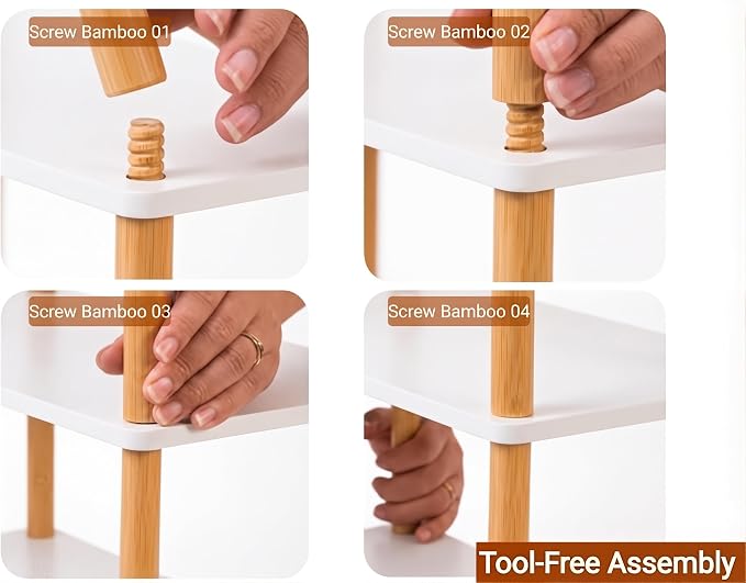 3-Tier Bamboo Coffee Bar Organizer,Coffee Bar Accessories, Mul-tifunctional Wooden Beaded Coffee Station Countertop Stand Shelf for Kitchen Home Office,Counter Riser Display Shelf for Top of Desk Home