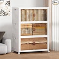 SAILUN 507QT/126Gal Stackable Storage Bins with a Lid, Collapsible Storage Bins With Doors, Folding Cabinet for Home Closet Organization,3 Pack-30 W x 19.7" D x 49.6" H White