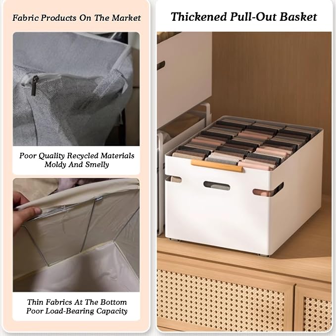 Pull Out Storage Basket,bedroom Closet Storage Racks,2-tier Stackable Storage Bins,20kg Weight Capacity,for Kitchen Bathroom Cabinets(Black,43x32x25.5cm)