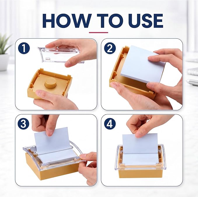Junkin 1 Pcs Pop up Sticky Note Dispenser 3 x 3 Inch Sticky Note Holder with Transparent Top Colorful Base for School Office Home Store Desk Supplies (Warm Beige)