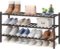 viewcare Long Shoe Rack, Bamboo Wood Shoe Rack for Closet, Entryway & Hallway, 3-Tier Stackable Shoe Shelf