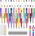 105 Pcs Beadable Pens Bulk - 35 Plastic Ballpoint Pens for Beads with Refills & Bags, DIY Pen Making Kit, Craft Gifts for Students & Teachers, Perfect for Office, Beads Pen Supplies (Colorful)
