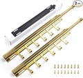 BaiNong Valet Rod for Closets Pull Out 16.5" Gold with 6 Hooks (2Pack) | Closet Valet Rod Slide Out for Closets, Laundry Rooms, RVs Space-Saving