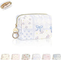Quilted Mini Makeup Bag, Cute Small Cosmetic Bag for Purse, H-Blue | Floral Travel Makeup Pouch, Make Up Pouch for Women, Purse Organizer Pouches for Travel/ Gym/ Daily Use, Perfect Gifts