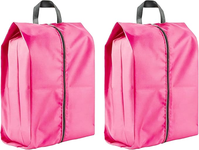 2 Pack Shoe Bags, Reusable Waterproof Shoe Bag for Travel, Gym, Sneaker Storage, Packing in Suitcase (2, Pink)