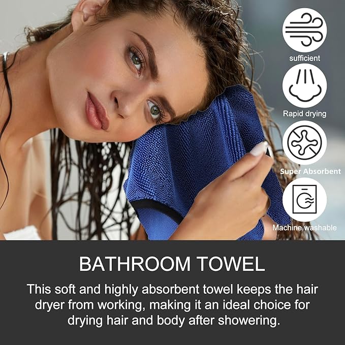 Longzhuo 3 Pack Microfiber Bath Towels, 15.7 x 15.7 Inches Microfiber Cleaning Cloth Towel Super Absorbent Microfiber Bath Towels, Streak Free Glass Window Car Mirror Bathroom, Perfect for Daily Use