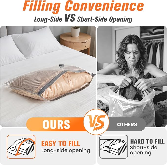 12 Pack Vacuum Storage Bags for Travel with Cordless Pump, Space Saver Bags for Clothes, Compression Packing Bags for Luggage, 12 Combo Size