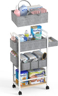 LIDTOP 2In1 Diaper Caddy & 4-Tier Rolling Diaper Cart, Diaper Caddy Organizer Cart with Dividers & Drawer, Mobile Metal Bedside Cart for Baby Nursery Essentials Storage, Large Capacity, White