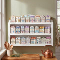 Chunful Vintage Spice Jar Wooden Rack White Classic 3-tier Spice Shelf for 24 Jars, Village Style Wall Mounting Kitchen Storage Decorative Hanging Display Rack, Shelf Only