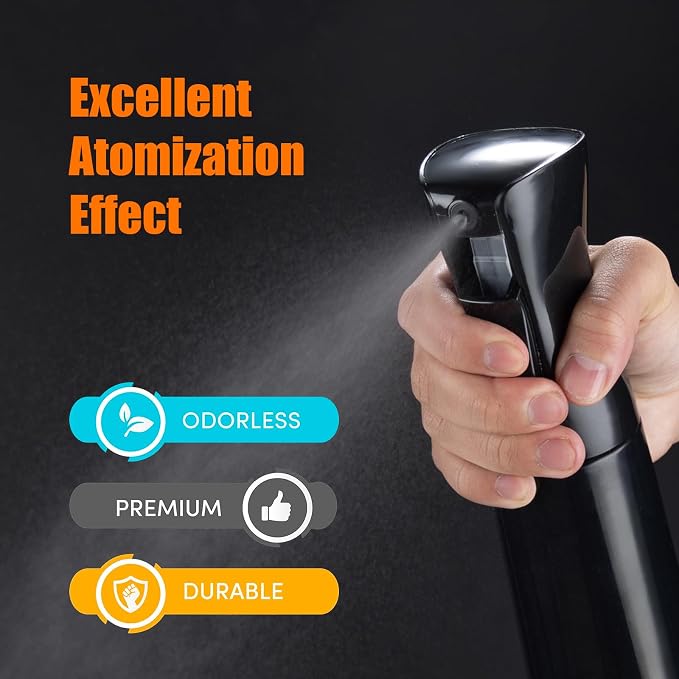 6.8OZ Continuous Spray Bottle - Hair Ultra Fine Mist Spray Bottles, Refillable Empty Water Sprayer, Leak Proof Portable Small Spray Bottle for Hairstyling, Skincare, Plants, Cleaning, Pets, Travel