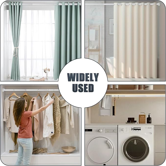 Closet Rods for Hanging Clothes, 16 to 84 Inches Closet Rod, White Closet Hanging Rod, Adjustable Rod for Closet to Hang Clothes Heavy Duty Clothing poles for Closet, Wardrobes, Laundry, RV