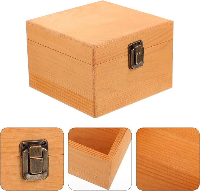 Unomor 1pc Vintage Wooden Storage Box Chic Retro Container for Stylish Organizer for Sundries Material for Home Decor and Special Occasions
