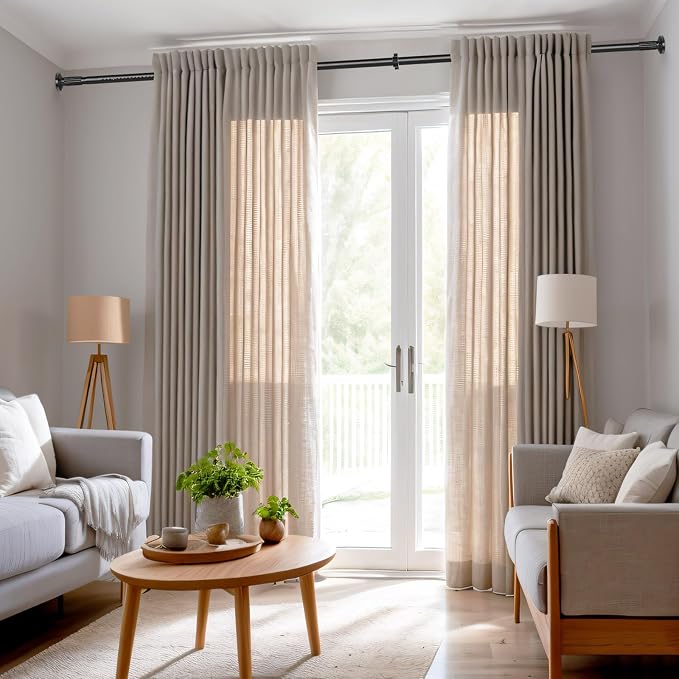 Tension Curtain Rod 51-165In(4.25-13.75Ft), Extra Long Outdoor Curtain Rod No Drilling for Window or Bathroom Patio, Adjustable Spring Shower Rod, Easy to Install Never Rust, Rod Diameter 1.26In-Black