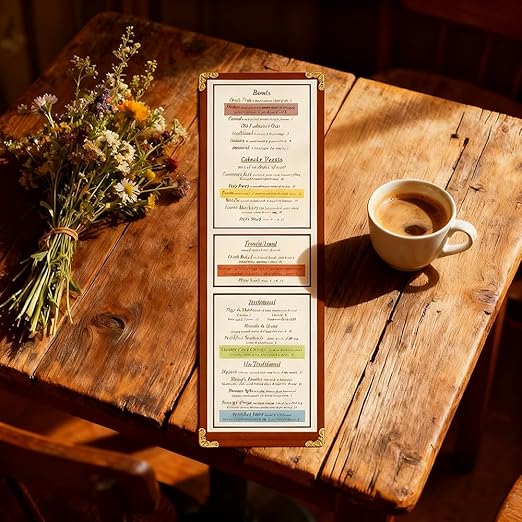 Goodsmart Restaurant Menu Covers - 25 Pack Burgundy 1-Page/2-View 4.25" x 11", Top-Loading Vinyl Menu Holders with Clear Sleeves, Double-Stitched Edge, Leather-Style Café Covers with Gold Corners
