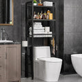 Kalrin Over The Toilet Storage with X Shape Side Guardrail, 3-Tier Over Toilet Storage Rack with Drain Basket, Freestanding Bathroom Organizer for Balcony Laundry, Oak Grey