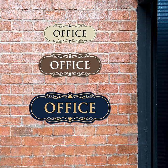 All Quality Designer Office Sign | Easy Installation - White - Medium (2 Pack)